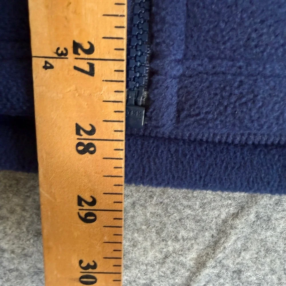 LL Bean Mens Fleece Vest Navy Blue Full Zip Mock Neck Large Tall 0WN33